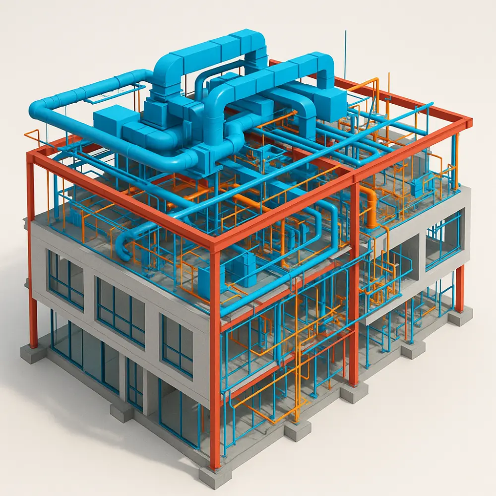 Federated BIM model integrating architectural, structural, and MEP systems Federated BIM model integrating architectural, structural, and MEP systems
